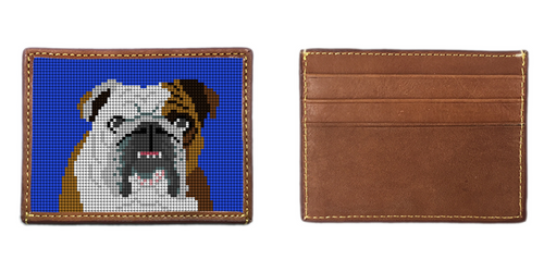 English Bulldog Portrait Needlepoint Card Wallet