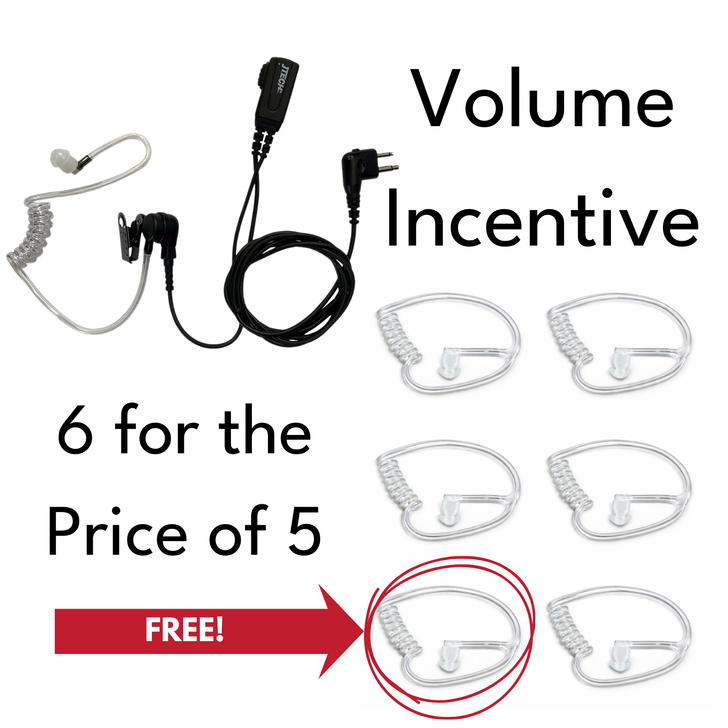 PROMO Secret Service Style Earpiece with Push-to-Talk - Six Pack