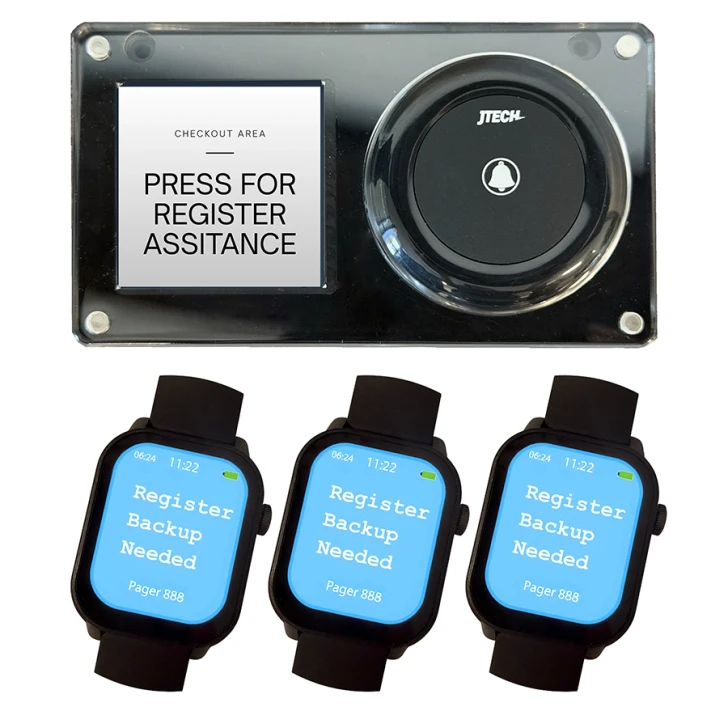 Watch multi-unit charger shown with six watch pagers