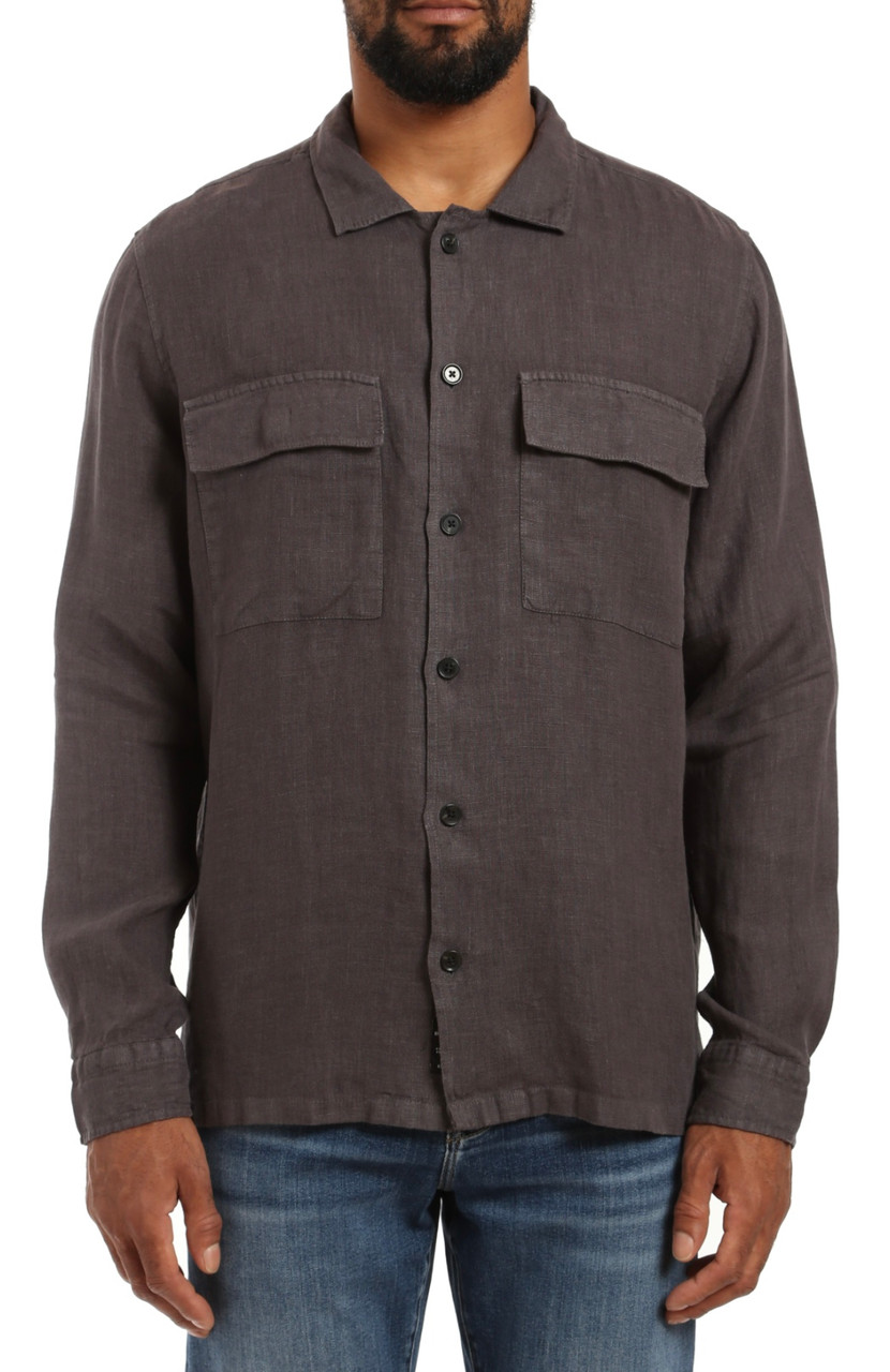 Long Sleeve Two Pocket Linen Shirt - Hazel Twenty/Lex Twenty Menswear