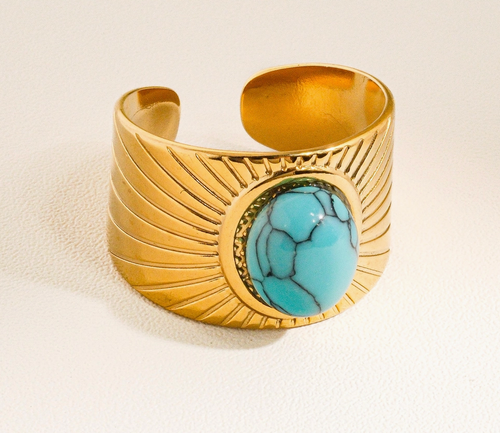 Reef 18K Gold Turquoise Stone Adjustable Ring