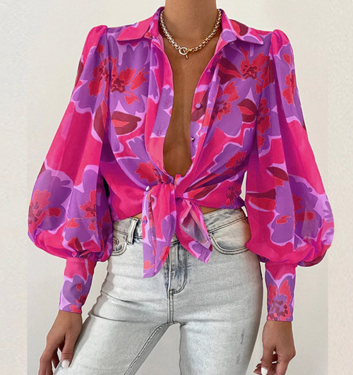 Puff Sleeve Floral Button Down Puff Sleeve Floral Button Down