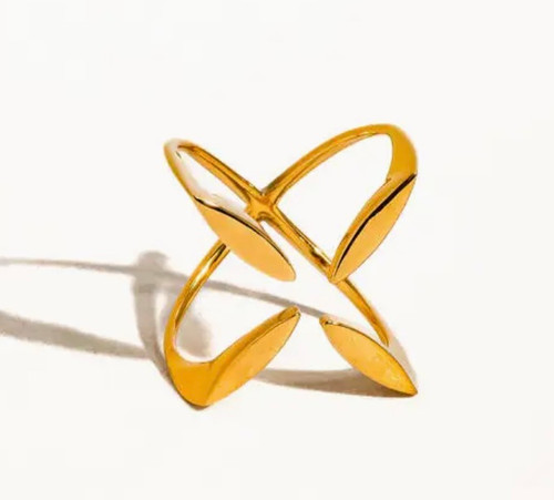 Peliah 18K Gold Non-Tarnish X Cross Ring