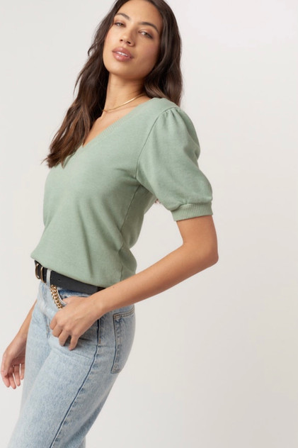 In My Feels Puff Sleeve V-Neck Pullover In My Feels Puff Sleeve V-Neck Pullover