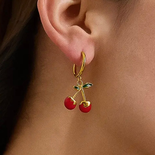 Cote 18K Gold Non-Tarnish Vintage Cherry Earring