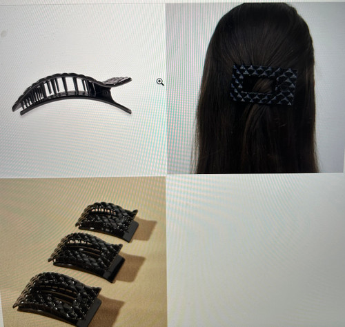 Flat Rectangle Hair Clip | Small Black Flat Rectangle Hair Clip | Small Black