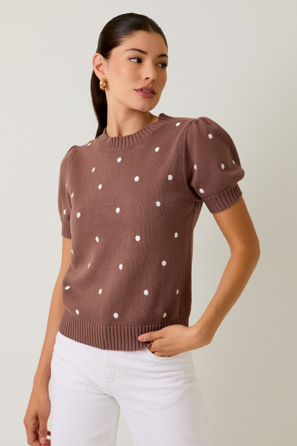 Billie Puff Sleeve Polka Dot Sweater