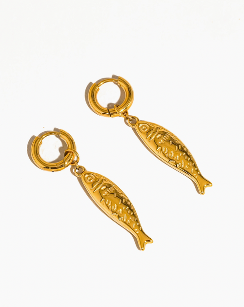Nibe 18K Gold Fish Hoop Earrings