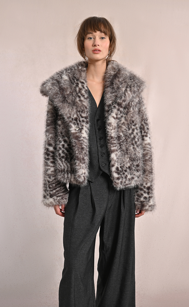 Grey Animal Print Coat