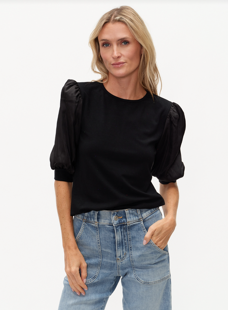 Solara Satin Puff Sleeve Top