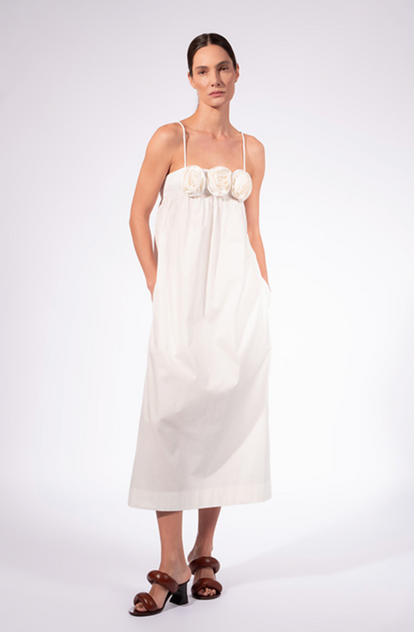 Flower Applique Midi Dress