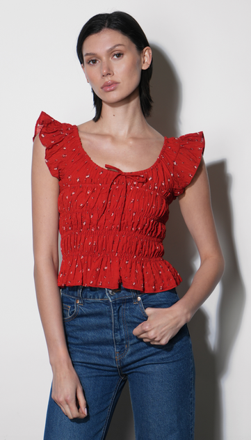 Sadie Flutter Sleeve Smocked Top