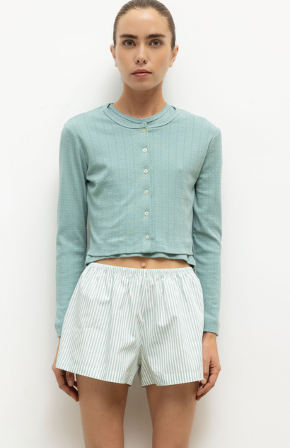 Pointelle Crop Cardi