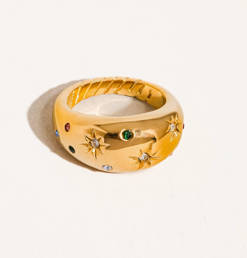 Angela 18K Gold Star Dome Ring