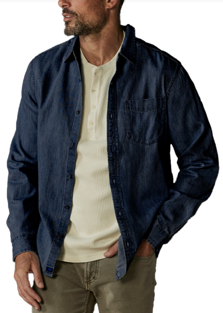 Cotton Denim Long Sleeve Button Up