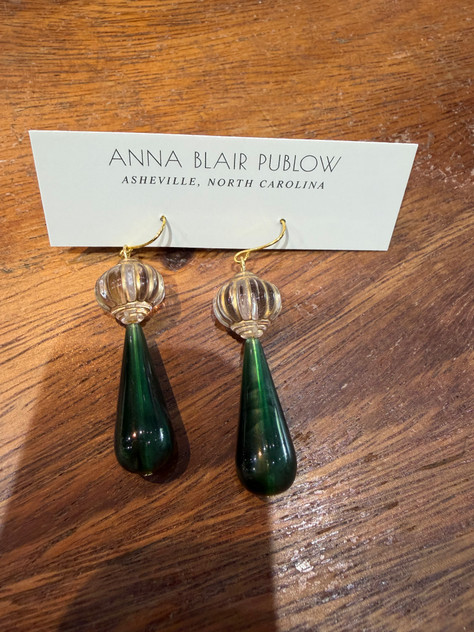 Anna Blair Green Drops Vintage Earrings