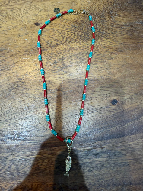 Anna Blair Red Coral & Turquoise Necklace