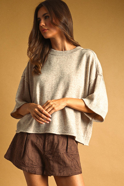 Brie Boxy Short Sleeve Sweater