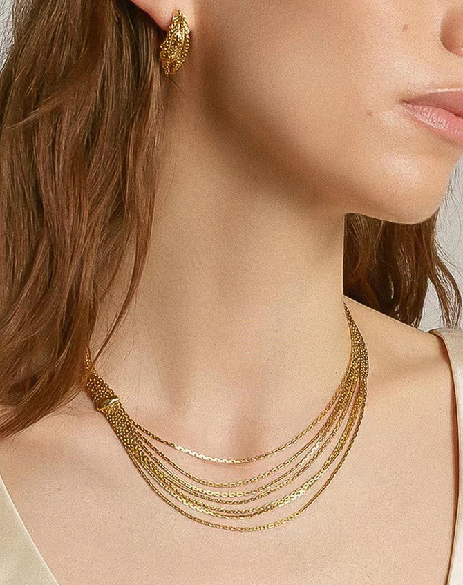 Urania Gold 18K Gold Layered Chain Choker
