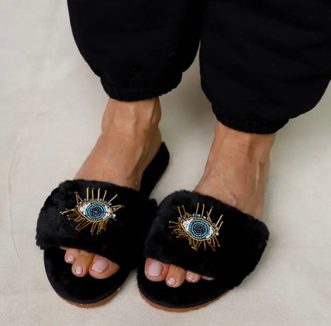 Beaded Evil Eye Slippers
