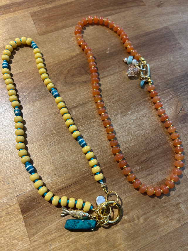 Yellow Candy Necklace/Fish Charm Yellow Candy Necklace/Fish Charm