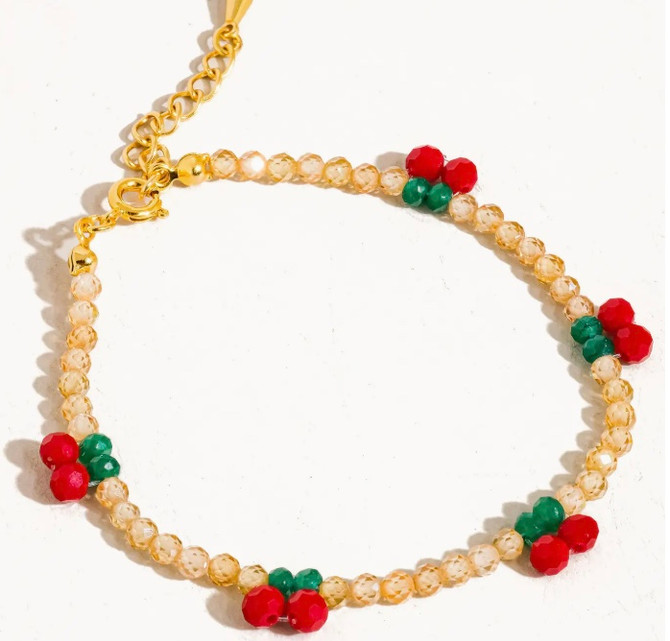 Quentin 18K Gold Handmade Beaded Cherry Bracelet