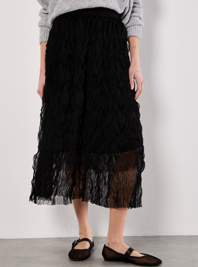 Wavy Tulle Skirt Black
