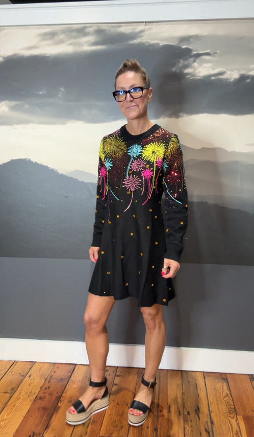 Rainbow Firework Jeweled Sweater Dress