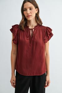 Ruffle Satin Blouse