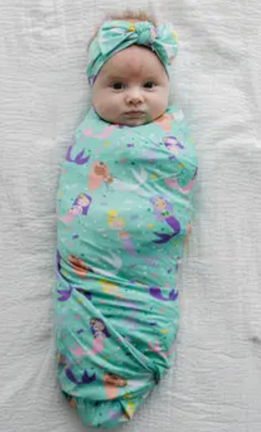 Mermaid Magic Bamboo Viscose Swaddle + Headband Set Mermaid Magic Bamboo Viscose Swaddle + Headband Set
