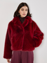 Fur Collar Short Coat Burgundy