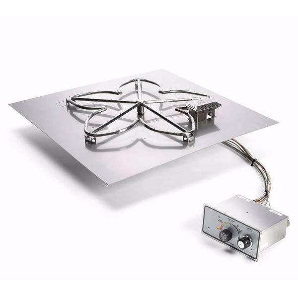 HPC Square Flat Pan Gas Fire Pit System with Manual Ignition ...