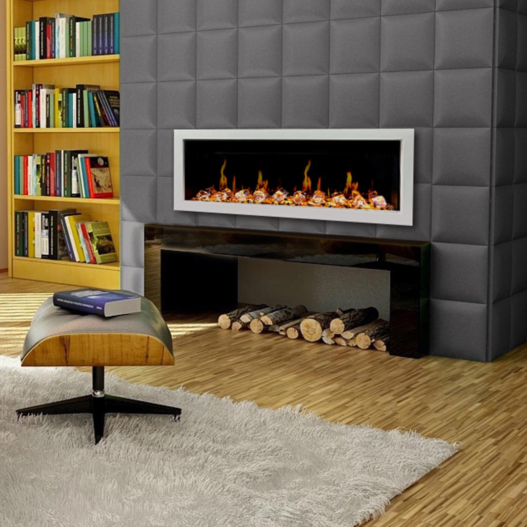 Gloria II 48″ Smart Electric Fireplace with Reflective Amber Glass