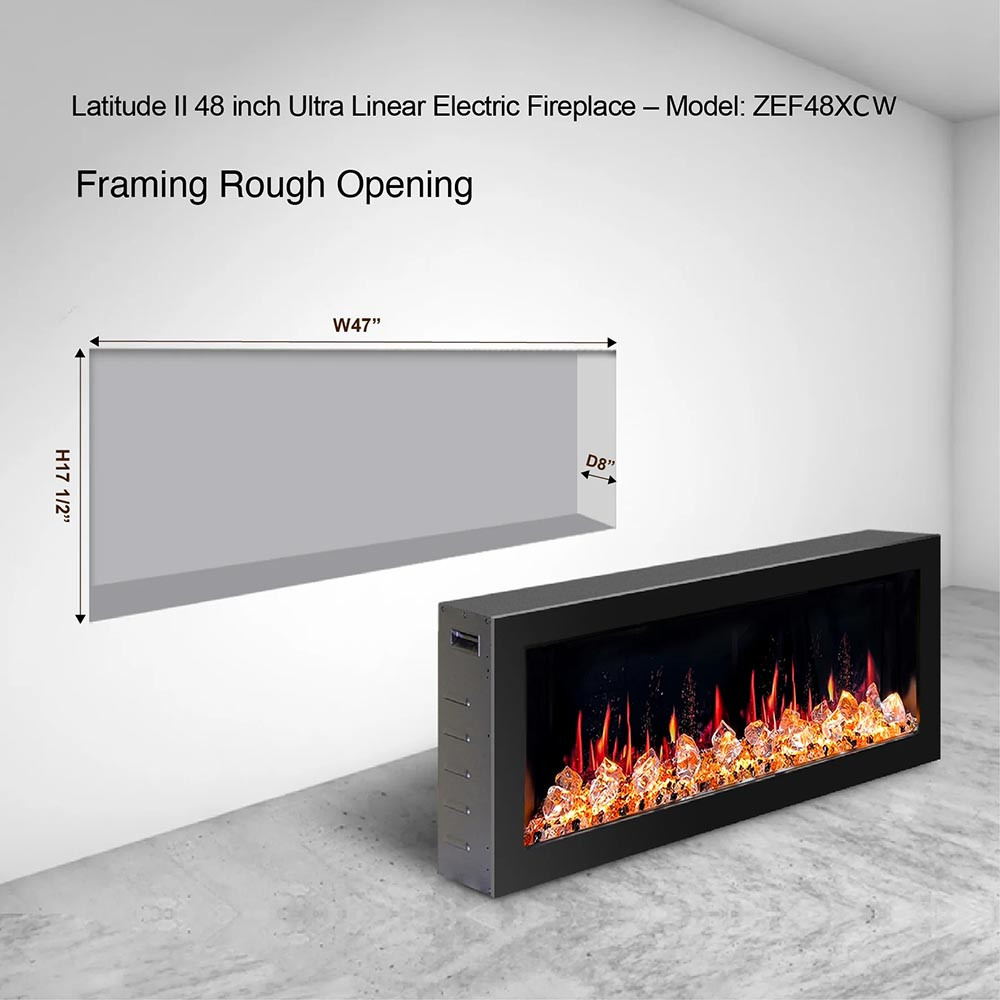 Gloria II 48″ Smart Electric Fireplace with Reflective Amber Glass