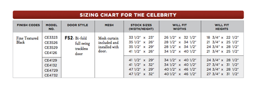 Fireplace Door Size Chart