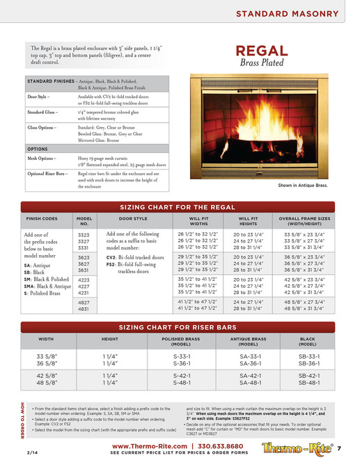 Fireplace Door Size Chart