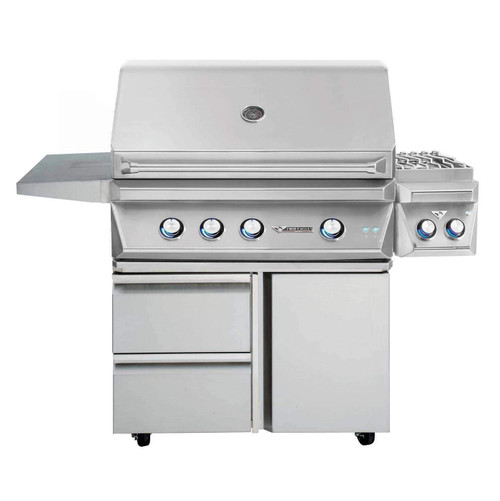 Twin Eagles Grill On Cart with Door/Drawer Combo with Infrared Sear Zone Kit & Double Side Burner