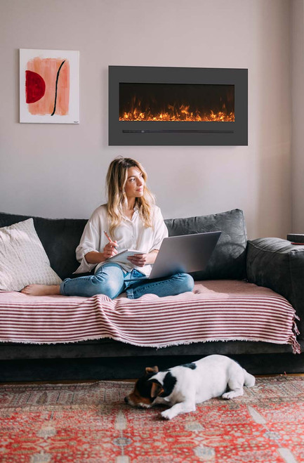 Amantii 34" WM-FML Wall Mount/Built-In Electric Fireplace with steel surround - WM-FML-34-4023-STL