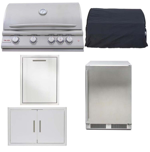 Blaze 32" 4-Burner Premium LTE+ 5 Piece Outdoor Kitchen Package
