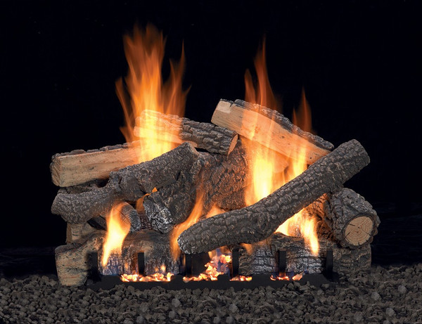 Refractory Stacked Aged Oak Log Set with Vent-Free Slope Glaze Burner System