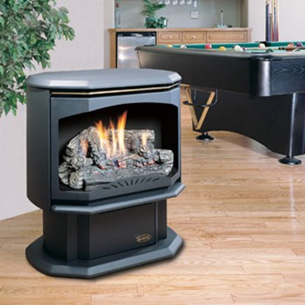 Kingsman fvf350 vent free gas stove with black door frame