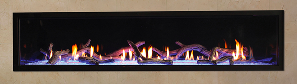 Boulevard 72 Direct Vent Gas Fireplace Shown With Optional Driftwood Logs