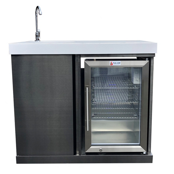 Mont Alpi Beverage Center - Sink and Fridge Unit - Black Stainless Steel - MASF-BSS