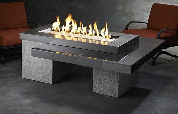 Outdoor GreatRoom Company Black Uptown Linear Gas Fire Pit Table - UPT-1242