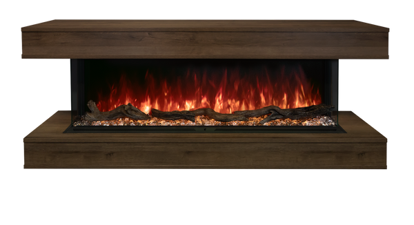 Modern Flames Landscape Pro Multi, Weathered Walnut Studio Suite Wall Mount Electric Fireplace With Mantel
