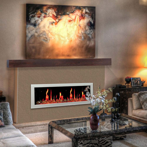 Litedeer Gloria II 48″ Smart Electric Fireplace with Reflective Amber Glass - White