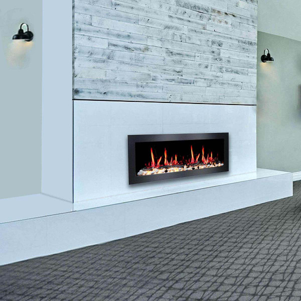 Latitude II 48-in Smart Wall Mount Electric Fireplace + Crushed Ice Rocks - ZEF48XC