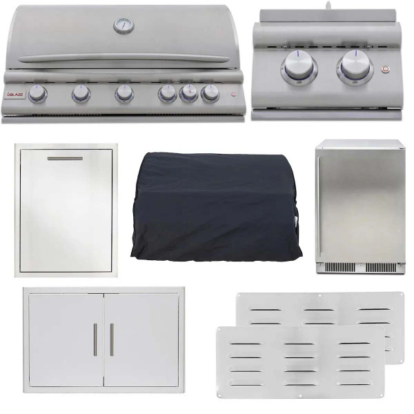 Blaze 40" 5-Burner Premium LTE+ 8  Piece Outdoor Kitchen Package