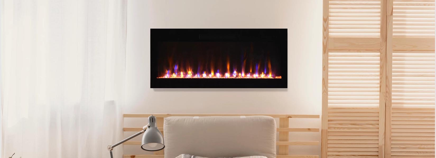 Amantii Evolution 60" Wide, WiFi Enabled, Wall Mounted, Linear Electric Fireplace - EVO6020