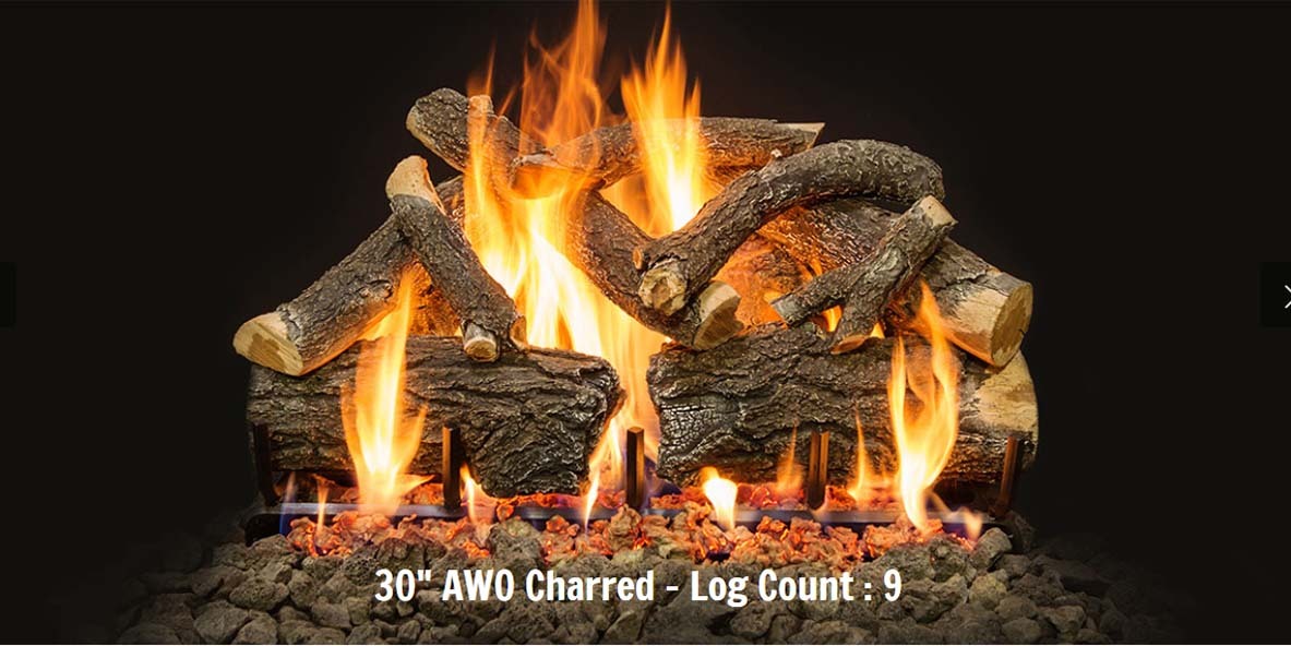 Grand Canyon 30" Arizona Weathered Oak Charred Vented Gas Log Set and Burner